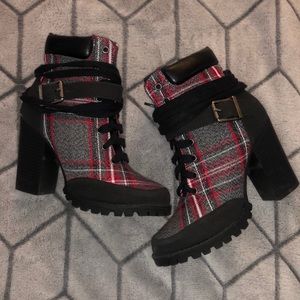 Plaid just fab booties